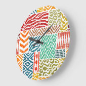 Patchwork Texturen: HandGezeichnet Tierdrucke Große Wanduhr (Winkel)