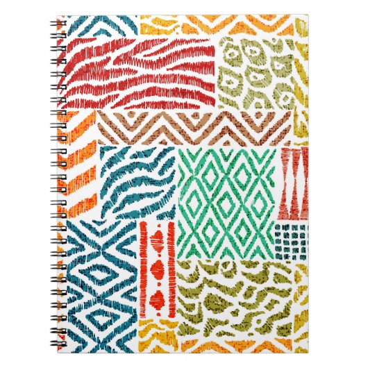 Patchwork Texturen: HandGezeichnet Tierdrucke Notizblock (Vorderseite)