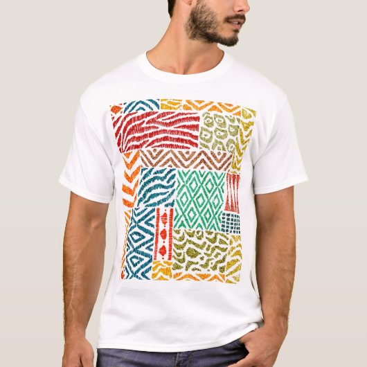 Patchwork Texturen: HandGezeichnet Tierdrucke T-Shirt (Vorderseite)