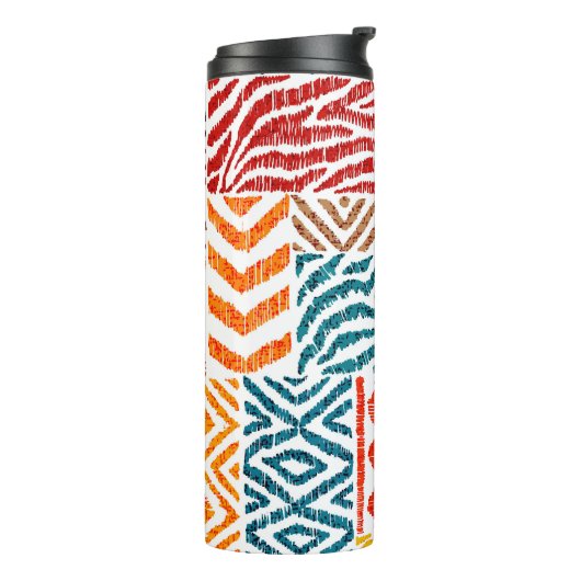 Patchwork Texturen: HandGezeichnet Tierdrucke Thermosbecher (Nach links gedreht)