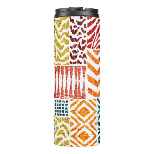 Patchwork Texturen: HandGezeichnet Tierdrucke Thermosbecher (Rückseite)