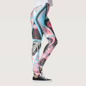 Patchwork-Tropenflamingo, Palmwedelmuster. Leggings (Rechts)