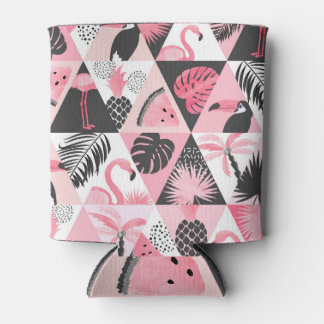 Patchwork Tropical: Flamingo Watermelon Nahtlos. Dosenkühler