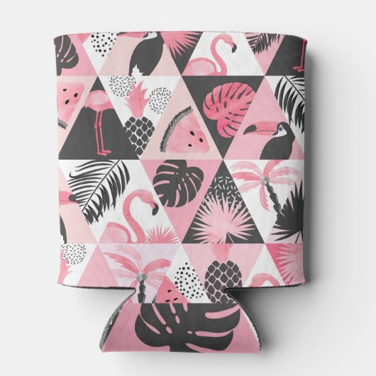 Patchwork Tropical: Flamingo Watermelon Nahtlos. Dosenkühler (Rückseite)