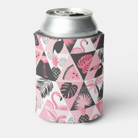 Patchwork Tropical: Flamingo Watermelon Nahtlos. Dosenkühler (Kanne Rückseite)