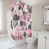 Patchwork Tropical: Flamingo Watermelon Nahtlos. Duschvorhang (Beispiel)