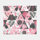 Patchwork Tropical: Flamingo Watermelon Nahtlos. Fleecedecke (Vorderseite (Horizontal))