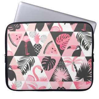 Patchwork Tropical: Flamingo Watermelon Nahtlos. Laptopschutzhülle