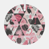Patchwork Tropical: Flamingo Watermelon Nahtlos. Ornament Aus Glas (Rückseite)