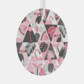Patchwork Tropical: Flamingo Watermelon Nahtlos. Ornament Aus Glas (Vorderseite Rechts)