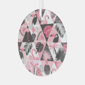 Patchwork Tropical: Flamingo Watermelon Nahtlos. Ornament Aus Glas (Vorderseite links)