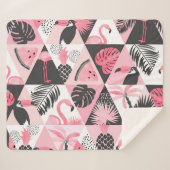 Patchwork Tropical: Flamingo Watermelon Nahtlos. Sherpadecke (Vorderseite (Horizontal))