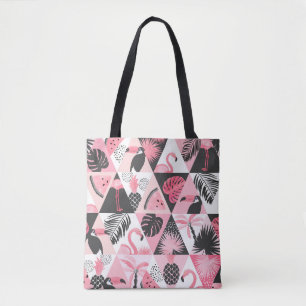 Patchwork Tropical: Flamingo Watermelon Nahtlos. Tasche