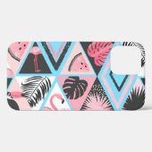 Patchwork tropischen Flamingo, Palmmuster. Case-Mate iPhone Hülle (Rückseite (Horizontal))