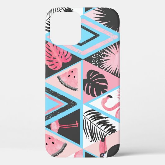 Patchwork tropischen Flamingo, Palmmuster. Case-Mate iPhone Hülle (Rückseite)