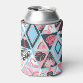 Patchwork tropischen Flamingo, Palmmuster. Dosenkühler (Kanne Vorderseite)