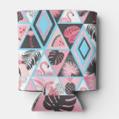 Patchwork tropischen Flamingo, Palmmuster. Dosenkühler (Rückseite)