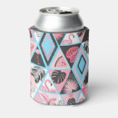 Patchwork tropischen Flamingo, Palmmuster. Dosenkühler (Kanne Rückseite)