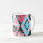 Patchwork tropischen Flamingo, Palmmuster. Kaffeetasse (VorderseiteRechts)