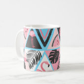 Patchwork tropischen Flamingo, Palmmuster. Kaffeetasse (Vorderseite Links)