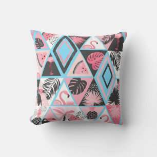 Patchwork tropischen Flamingo, Palmmuster. Kissen
