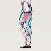 Patchwork tropischen Flamingo, Palmmuster. Leggings (Links)