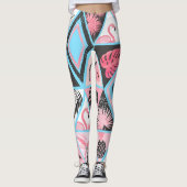 Patchwork tropischen Flamingo, Palmmuster. Leggings (Vorderseite)