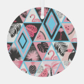 Patchwork tropischen Flamingo, Palmmuster. Ornament Aus Glas (Rückseite)