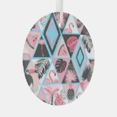 Patchwork tropischen Flamingo, Palmmuster. Ornament Aus Glas (Vorderseite Rechts)