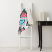 Patchwork tropischen Flamingo, Palmmuster. Sherpadecke (Beispiel)