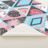 Patchwork tropischen Flamingo, Palmmuster. Sherpadecke (3/4)