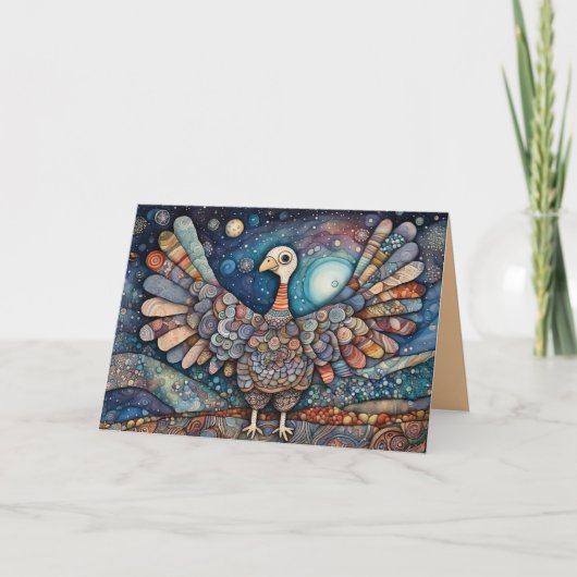 Patchwork Turkey Erntedank Grußkarte Karte (Vorderseite)