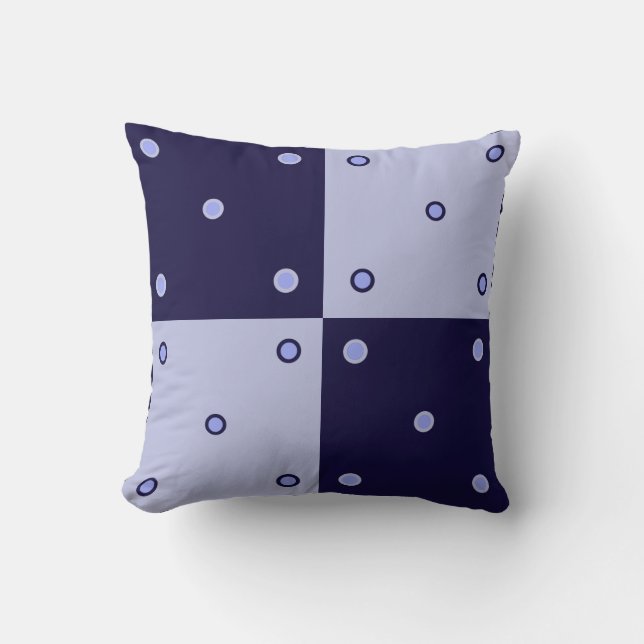 Patchwork und Kreise von Indigo Blue und Light Blu Kissen (Vorderseite)