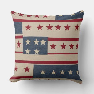 Patchwork-US Flagge in Rot und Blau Kissen