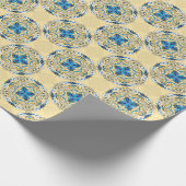 Patchwork Vintage arabische Blütentexte Geschenkpapier (Ecke)