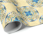 Patchwork Vintage arabische Blütentexte Geschenkpapier (Rolleneckpunkt)