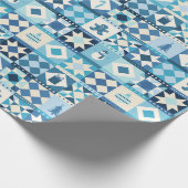 Patchwork Weihnachten Blau Feiertage Geschenkpapier (Ecke)