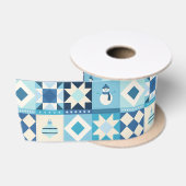 Patchwork Weihnachten Blau Satinband (Spule)