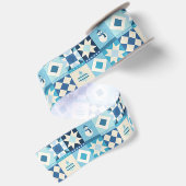 Patchwork Weihnachten Blau Satinband (Rückseite)