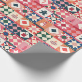 Patchwork-Weihnachten Mehrfarbig Geschenkpapier (Ecke)