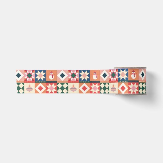 Patchwork-Weihnachten Mehrfarbig Satinband (Vorderseite)