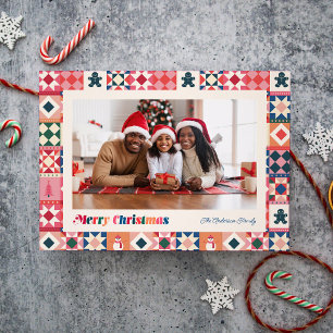 Patchwork-Weihnachten Mehrfarbiges Foto-Feiertag Feiertagskarte
