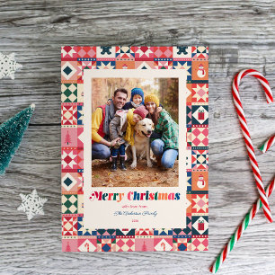 Patchwork-Weihnachten Mehrfarbiges Foto-Fest Feiertagskarte