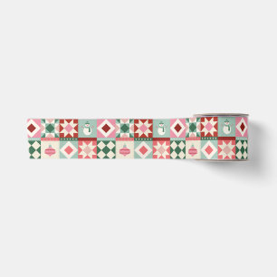 Patchwork-Weihnachten Rot, Pink, Grün Satinband