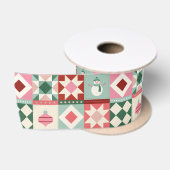 Patchwork-Weihnachten Rot, Pink, Grün Satinband (Spule)