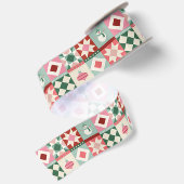 Patchwork-Weihnachten Rot, Pink, Grün Satinband (Rückseite)