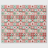 Patchwork Weihnachten Rot, Pink und Grün Geschenkpapier (Flach)