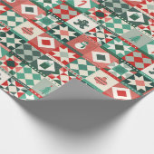 Patchwork Weihnachten Rot und Grün Geschenkpapier (Ecke)