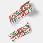 Patchwork-Weihnachten Rot und Grün Satinband (Rückseite)