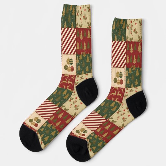 Patchwork-Weihnachten Socken (Linkes Detail)